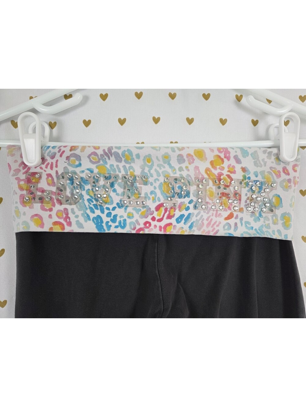 Victorias Secret PINK Vintage y2k Rainbow Cheetah Leopard Foldover Flare Yoga XS